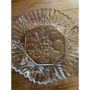 Vintage Federal Glass Pioneer Fruit Ruffled Fluted Clear Sawtooth Edge